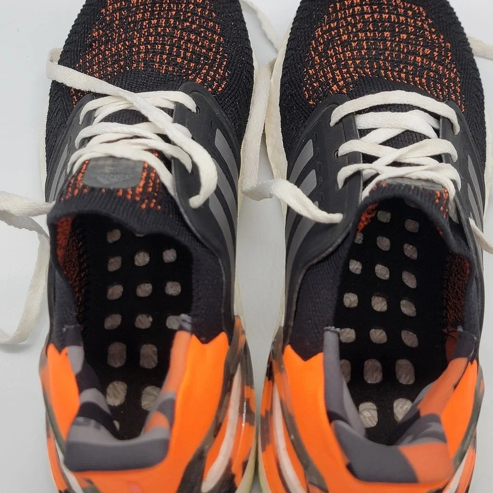 Size 8.5 - Adidas UltraBoost 20 Black Signal Orange Camo